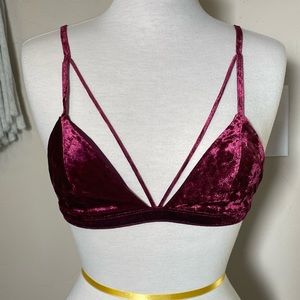 Velvet Burgundy Maroon Red Bralette